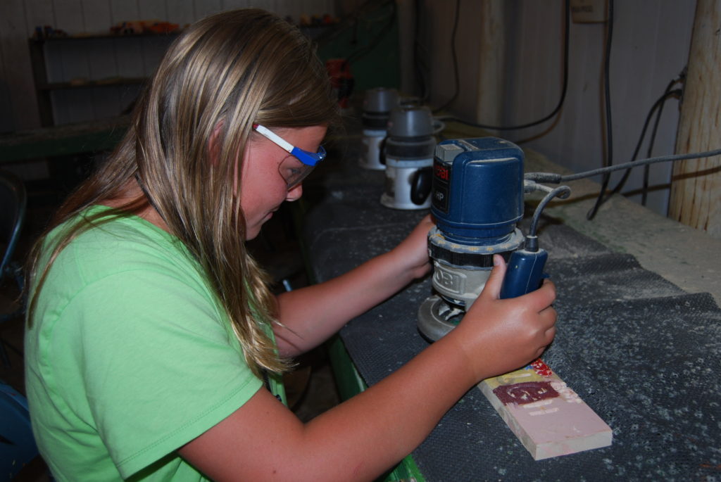 4-H'ers Woodworking at Camp